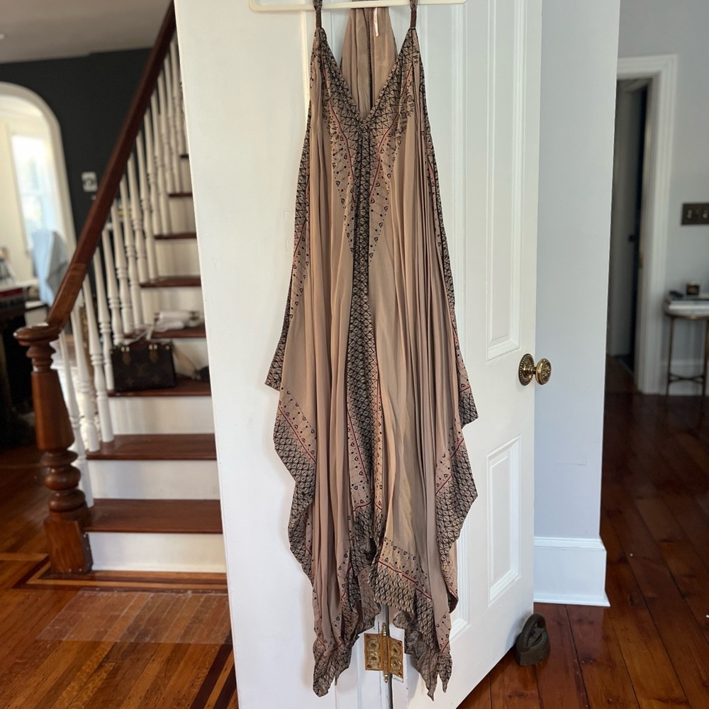 Free People Tan and Black Strappy Dress